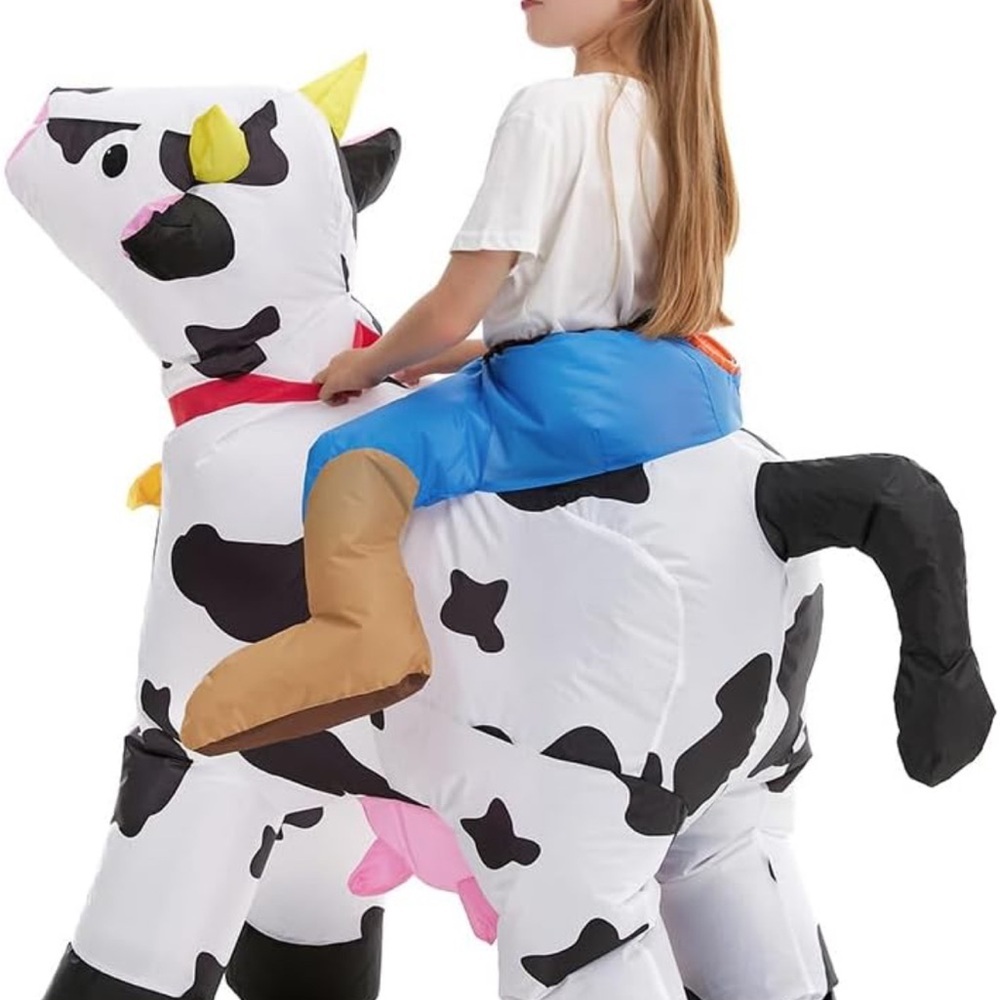 Kids Inflatable Cow Costume with Rider - Picture 4 of 5
